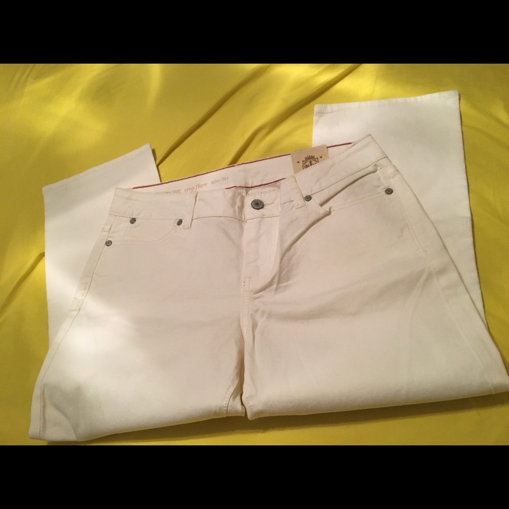 Talbot net white stretch denim capri pants 10p